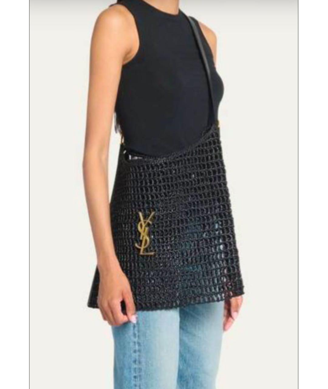 SAINT LAURENT Черная кожаная пляжная сумка, фото 4