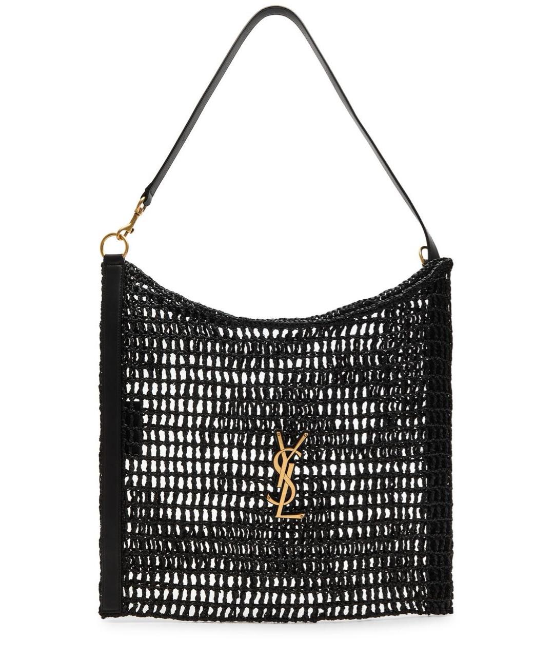 SAINT LAURENT Черная кожаная пляжная сумка, фото 1