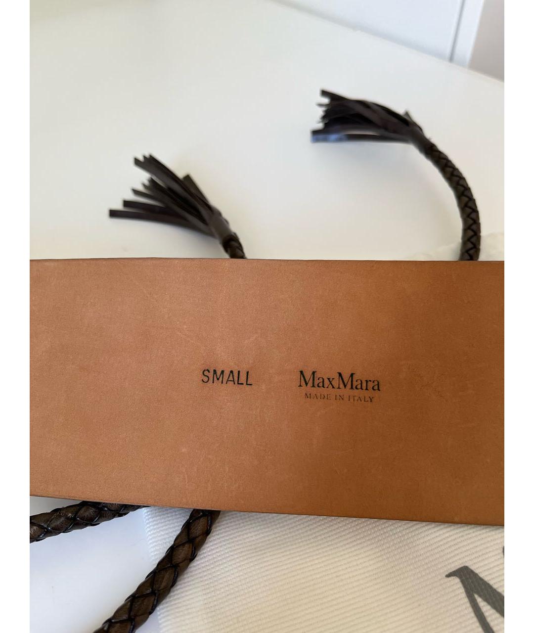 MAX MARA Коричневый кожаный ремень, фото 4