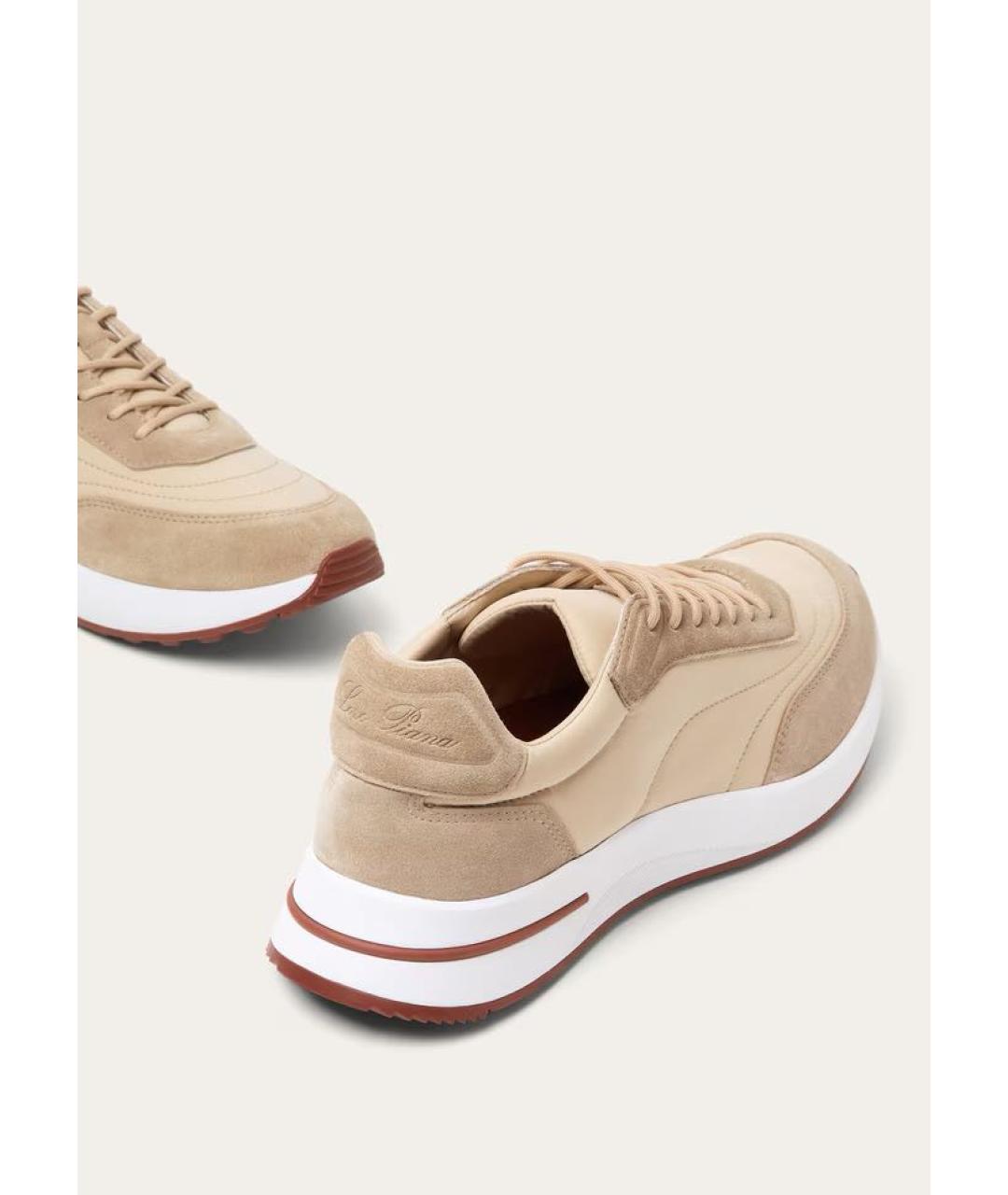 LORO PIANA Бежевые текстильные низкие кроссовки / кеды, фото 5