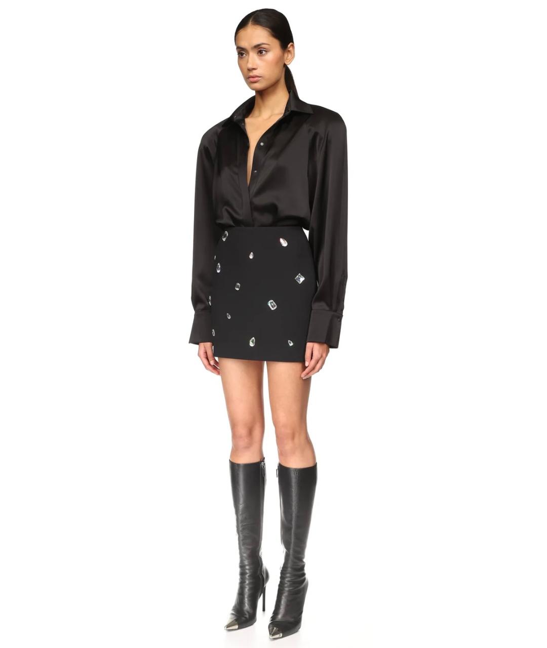 DAVID KOMA Черная вискозная юбка мини, фото 5