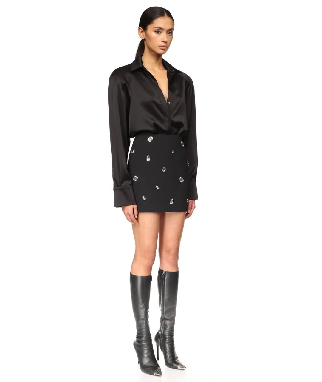 DAVID KOMA Черная вискозная юбка мини, фото 6