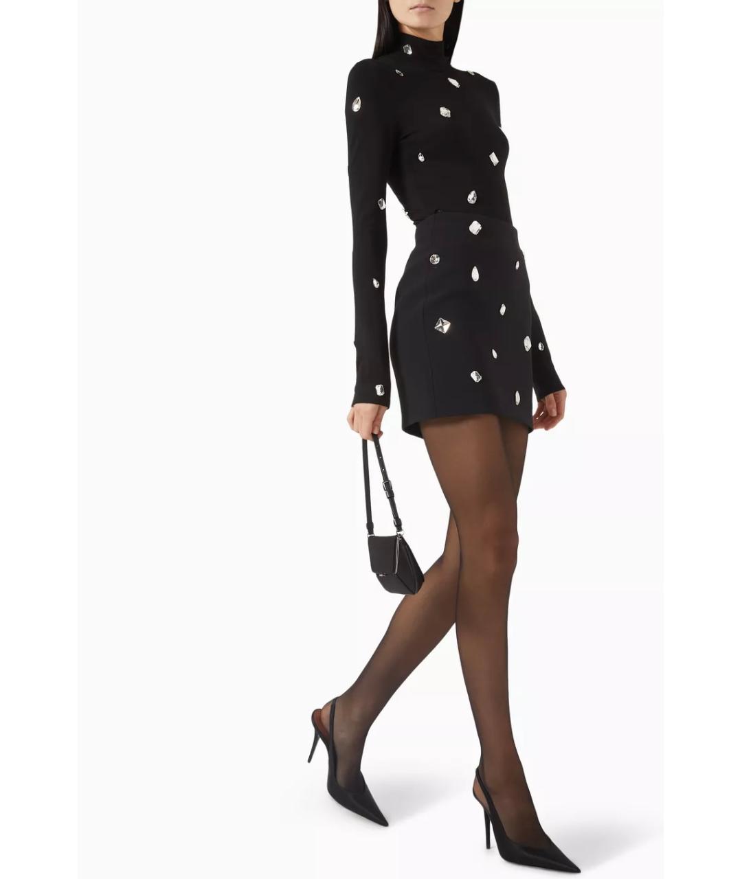 DAVID KOMA Черная вискозная юбка мини, фото 3