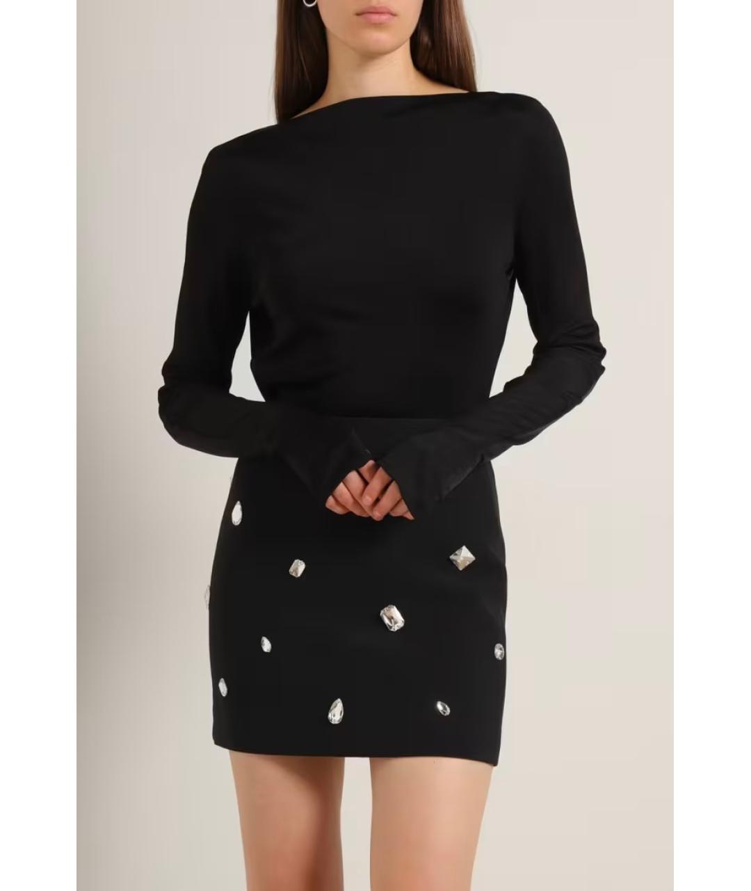 DAVID KOMA Черная вискозная юбка мини, фото 9