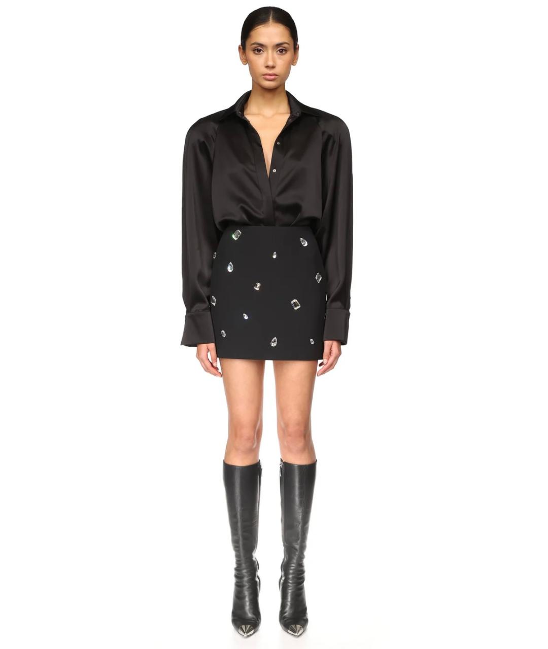 DAVID KOMA Черная вискозная юбка мини, фото 4