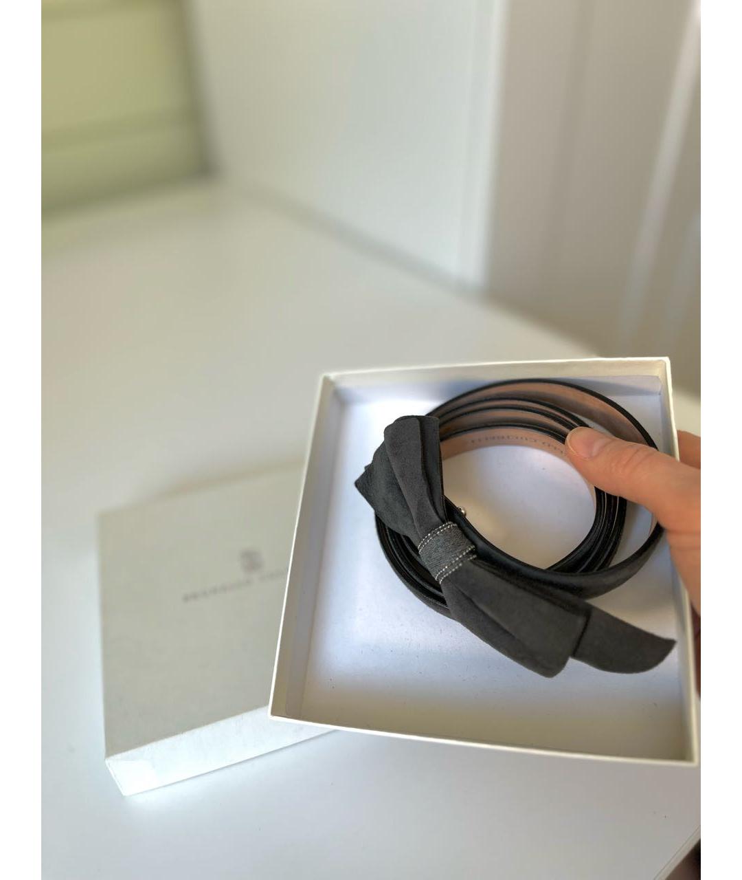 BRUNELLO CUCINELLI Антрацитовый замшевый ремень, фото 8