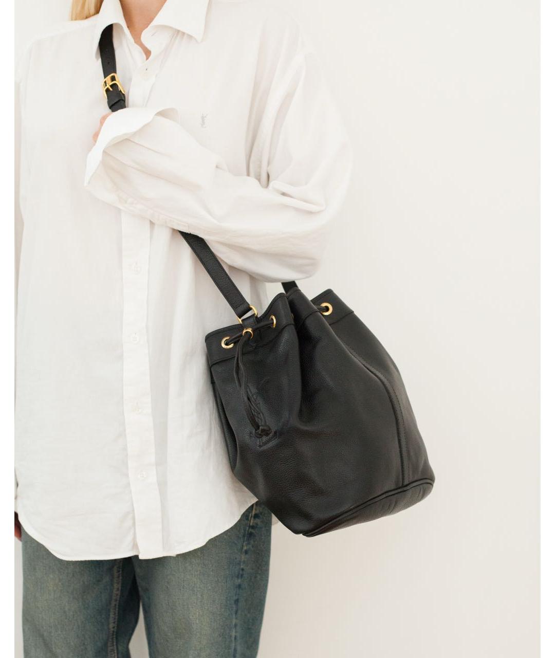 SAINT LAURENT Черная кожаная сумка через плечо, фото 3