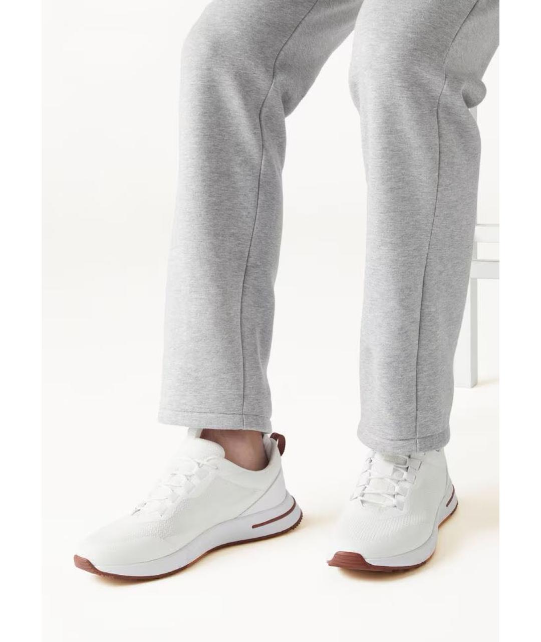 LORO PIANA Белые текстильные низкие кроссовки / кеды, фото 6