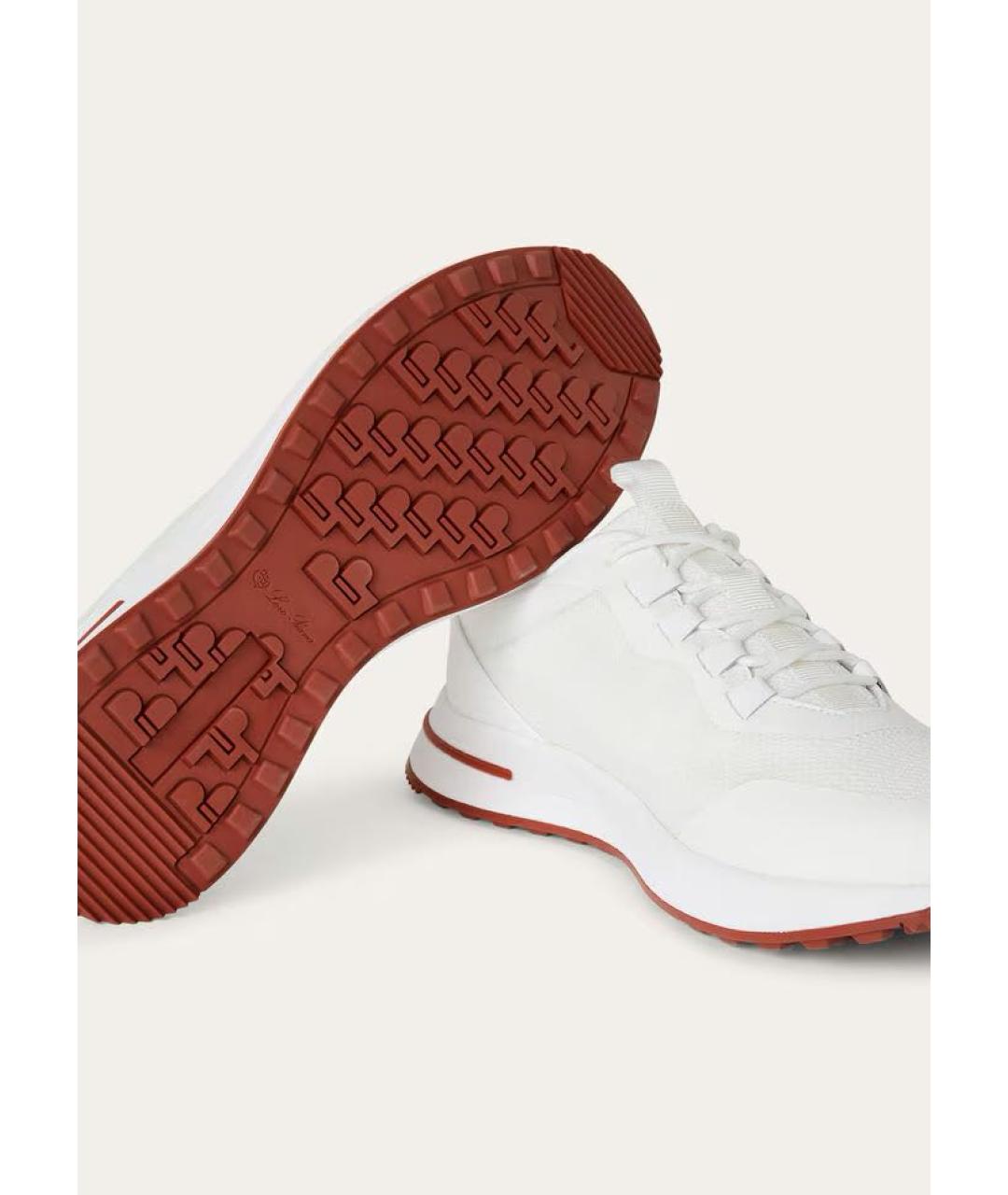 LORO PIANA Белые текстильные низкие кроссовки / кеды, фото 3