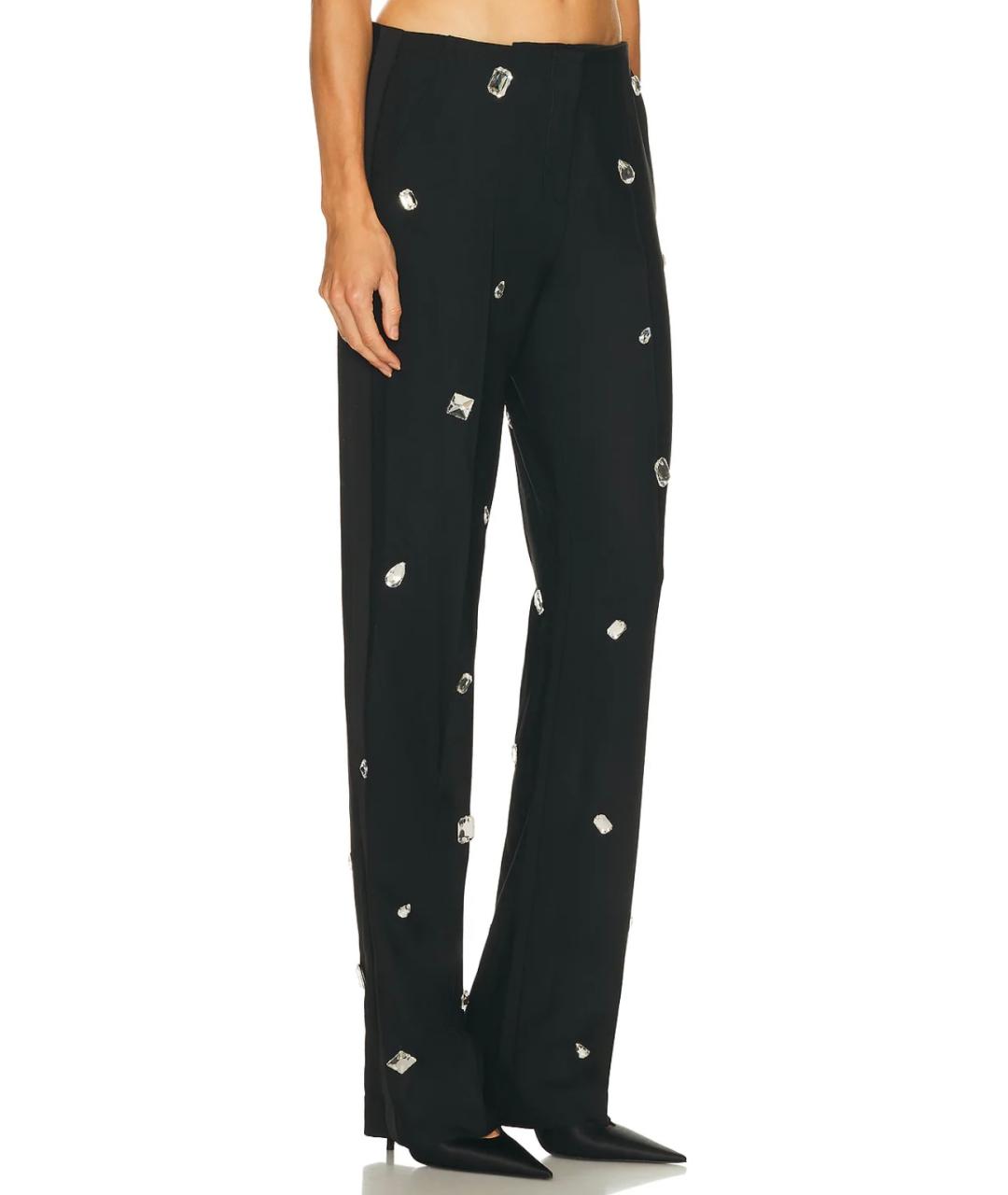 DAVID KOMA Черные шерстяные прямые брюки, фото 4