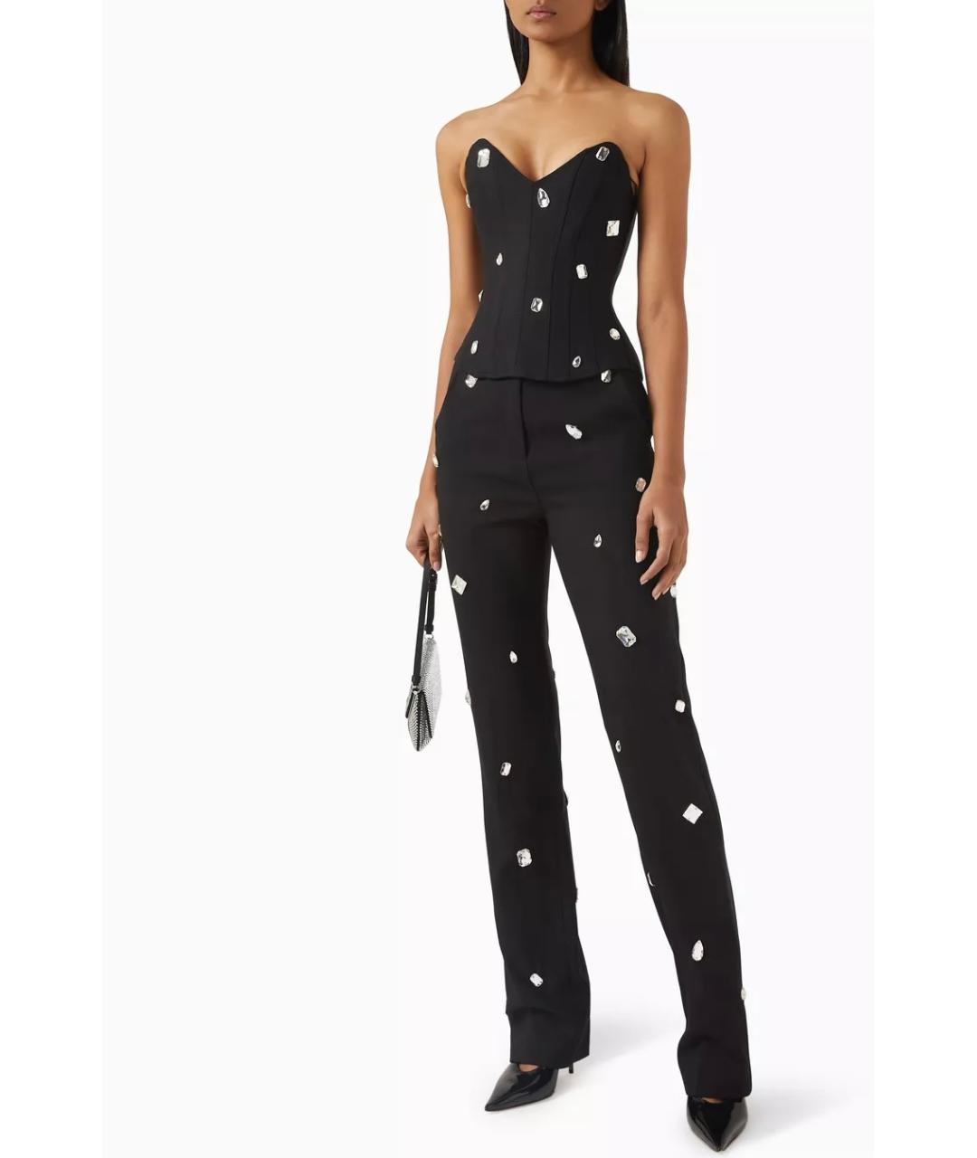 DAVID KOMA Черные шерстяные прямые брюки, фото 6