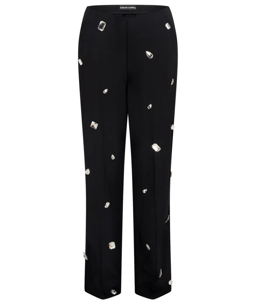 DAVID KOMA Черные шерстяные прямые брюки, фото 1