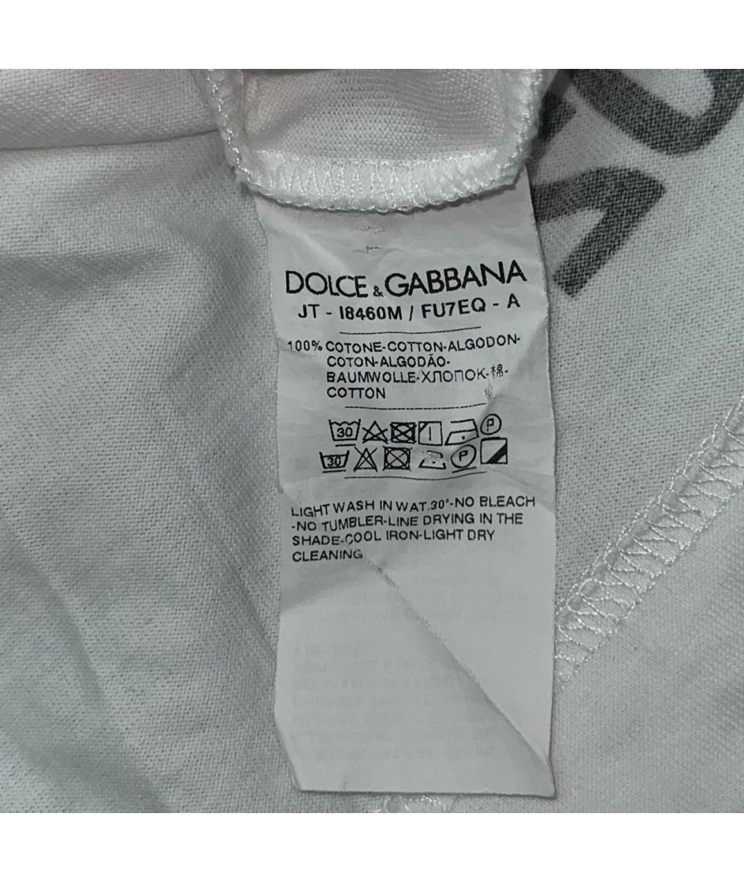 DOLCE&GABBANA Белая хлопковая футболка, фото 6