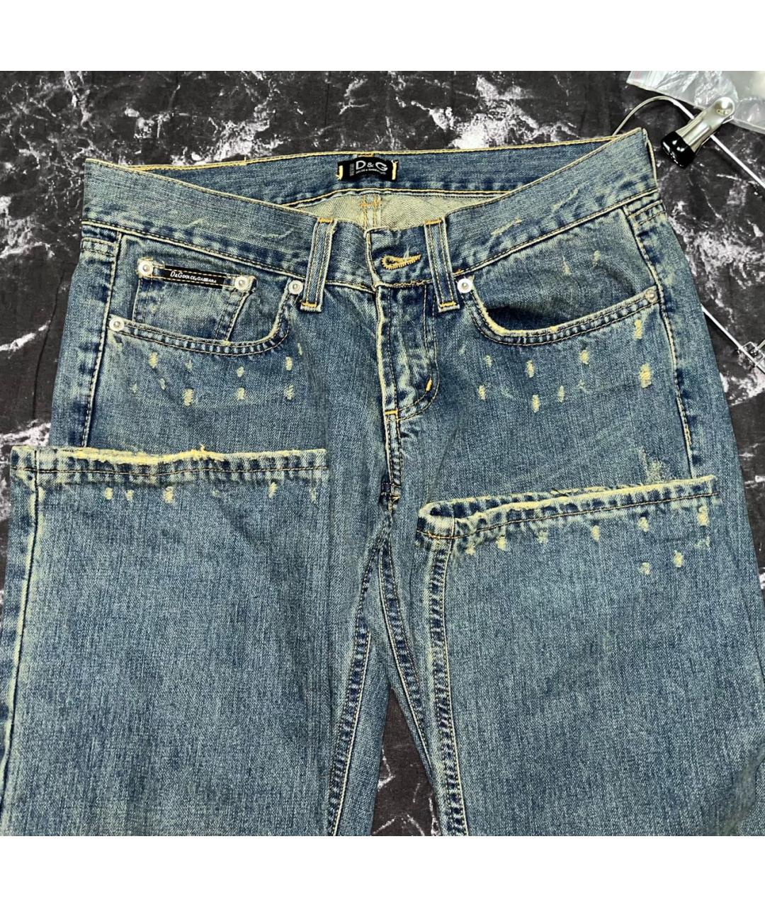 DOLCE&GABBANA Темно-синие хлопковые прямые джинсы, фото 5