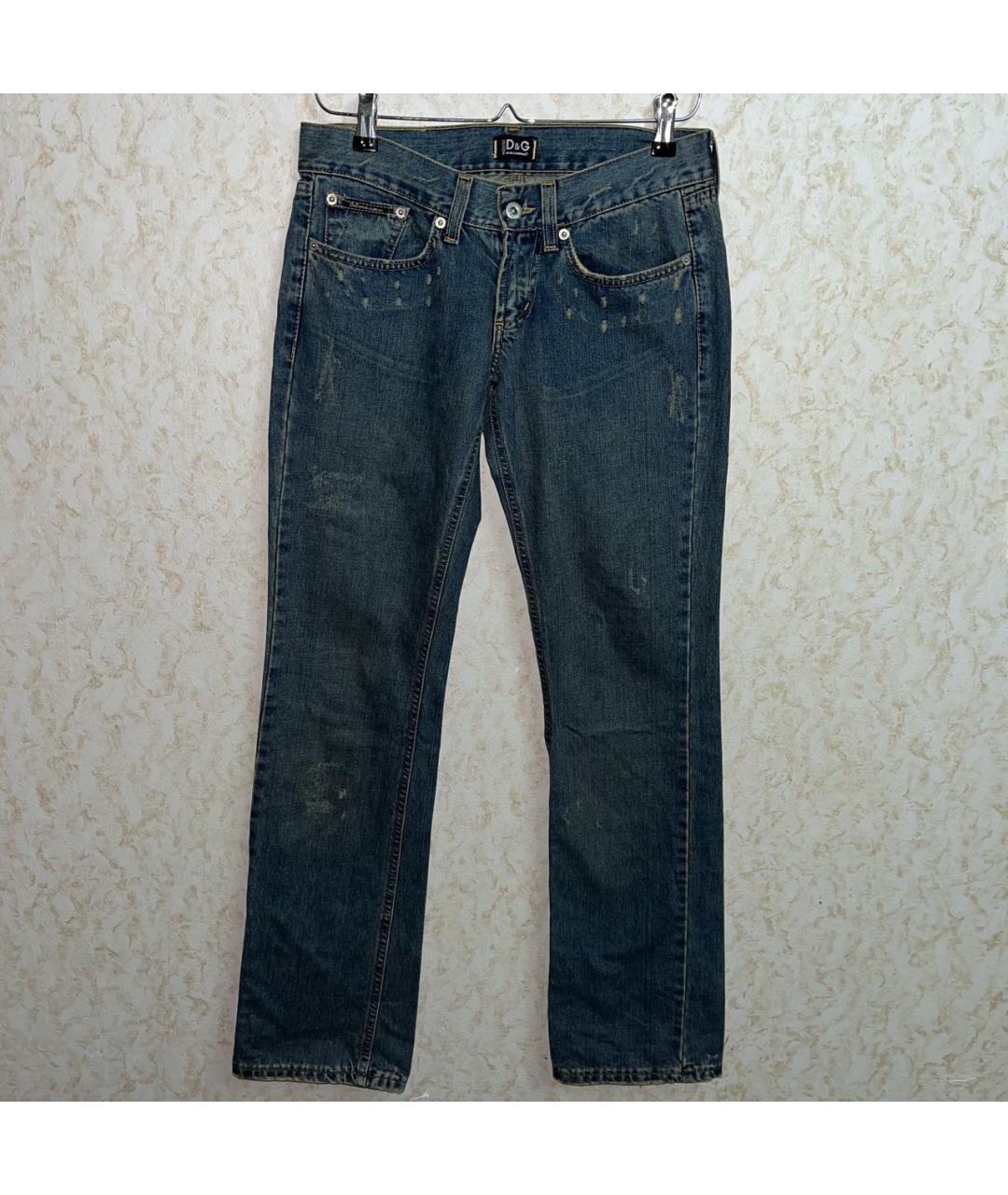 DOLCE&GABBANA Темно-синие хлопковые прямые джинсы, фото 9