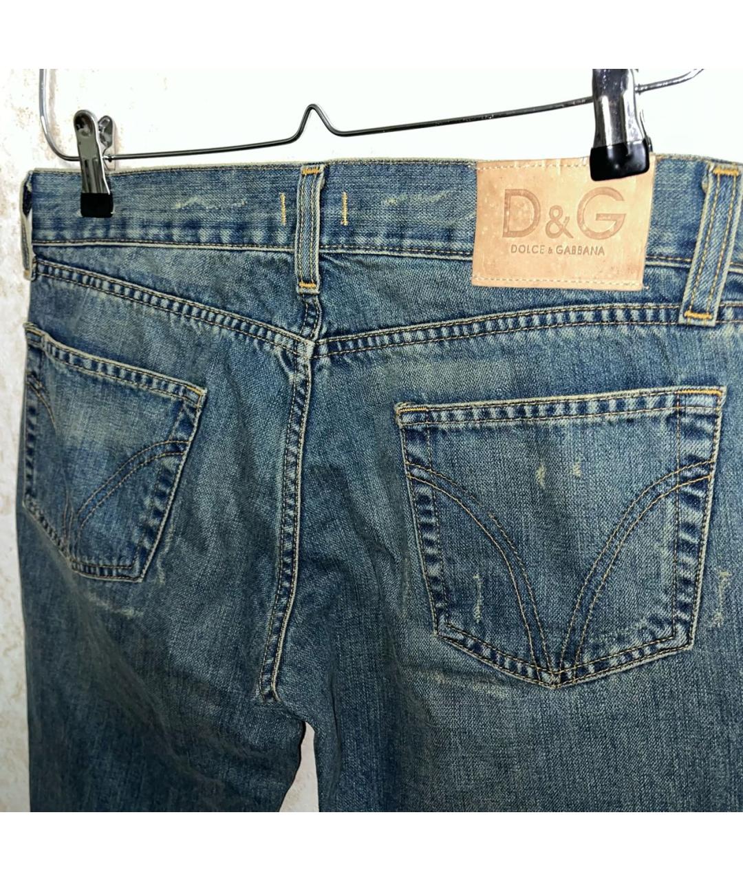 DOLCE&GABBANA Темно-синие хлопковые прямые джинсы, фото 4