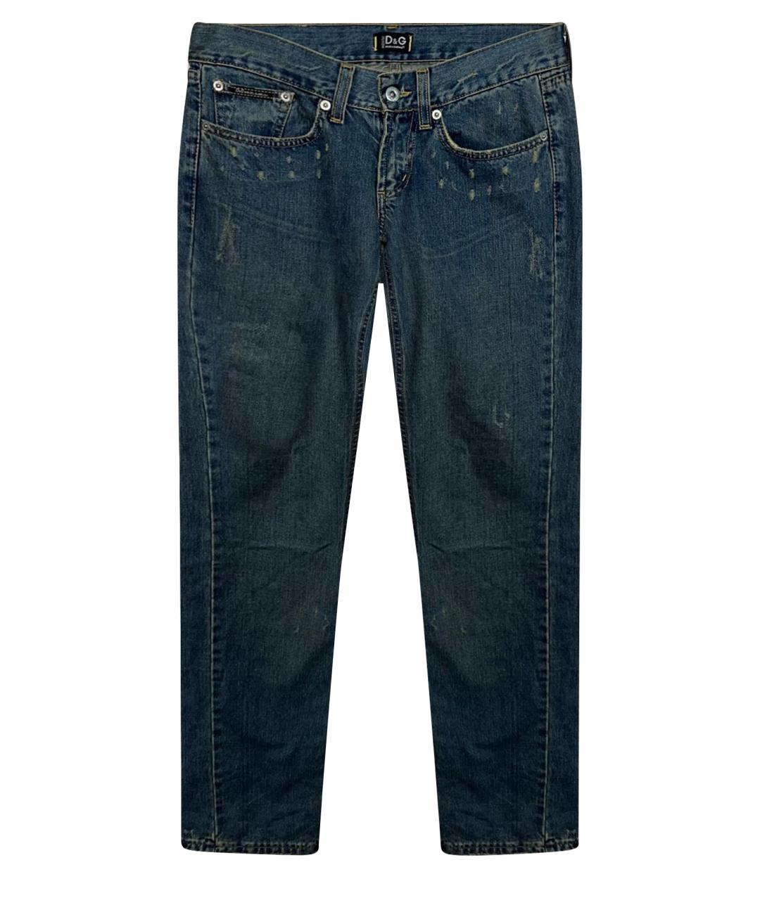 DOLCE&GABBANA Темно-синие хлопковые прямые джинсы, фото 1
