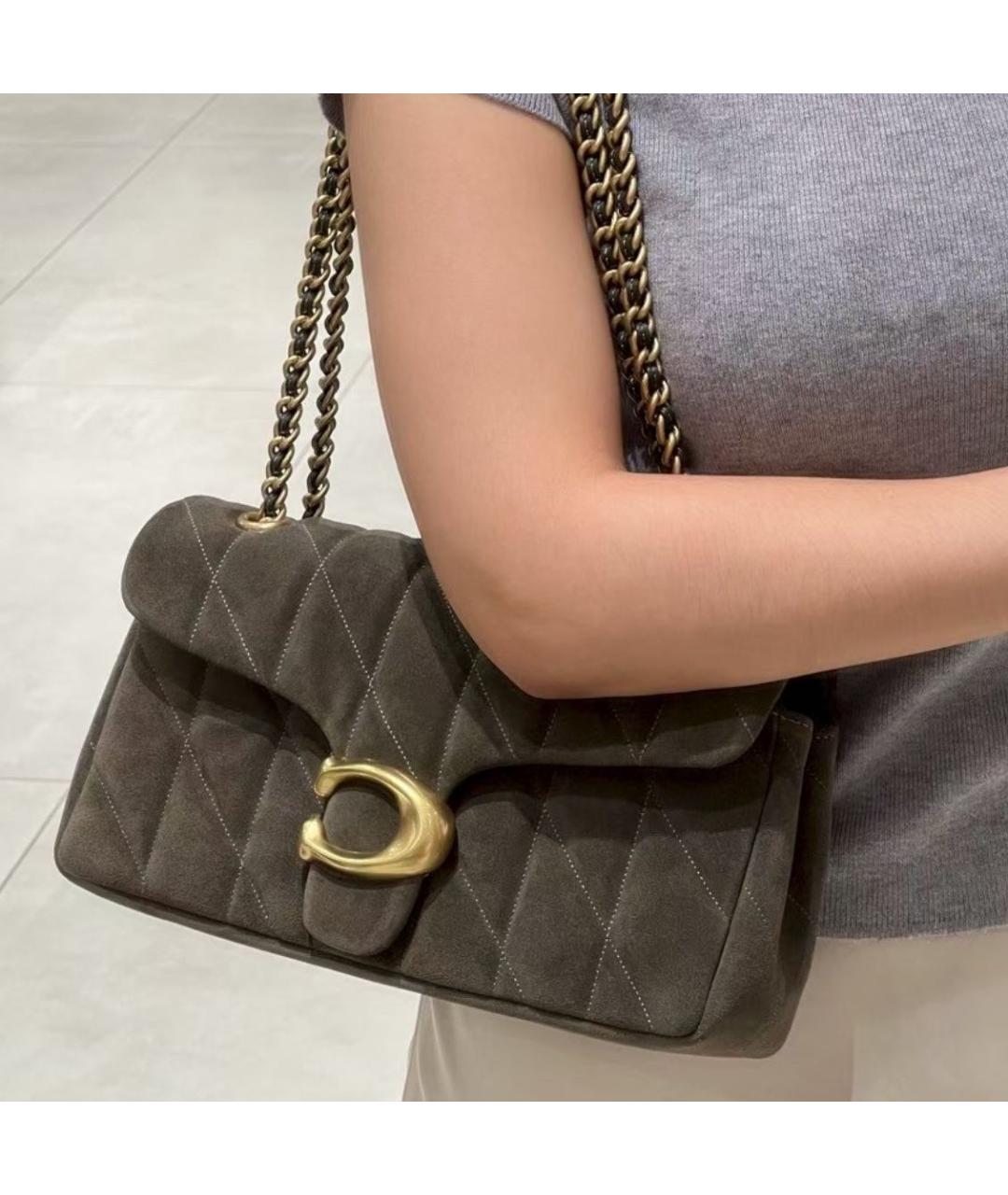 COACH Хаки замшевая сумка через плечо, фото 8