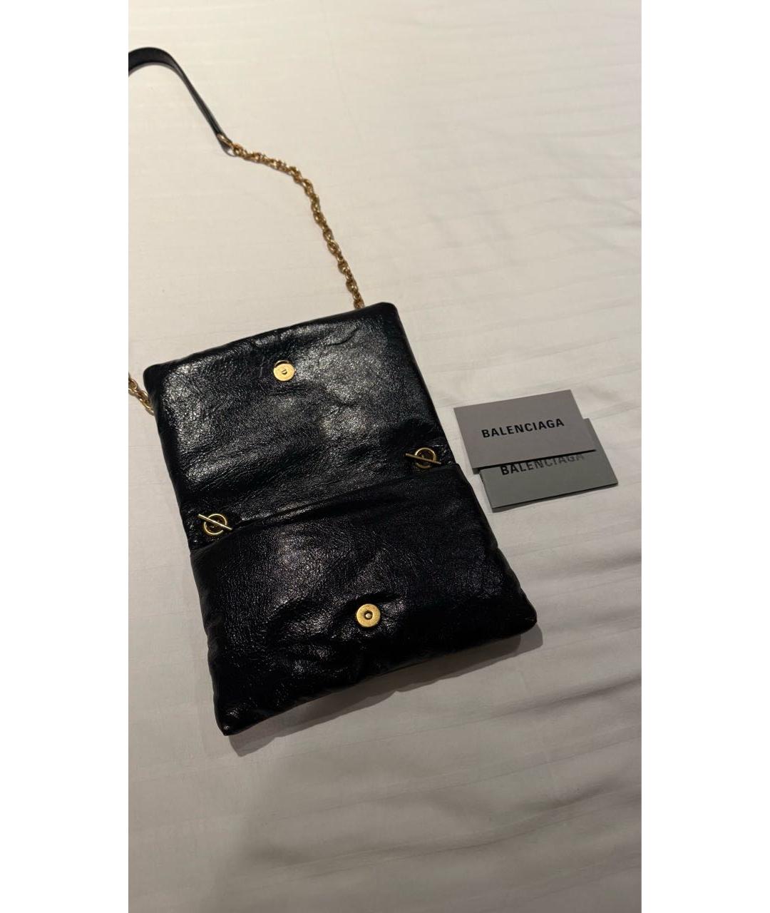 BALENCIAGA Черная кожаная сумка через плечо, фото 4