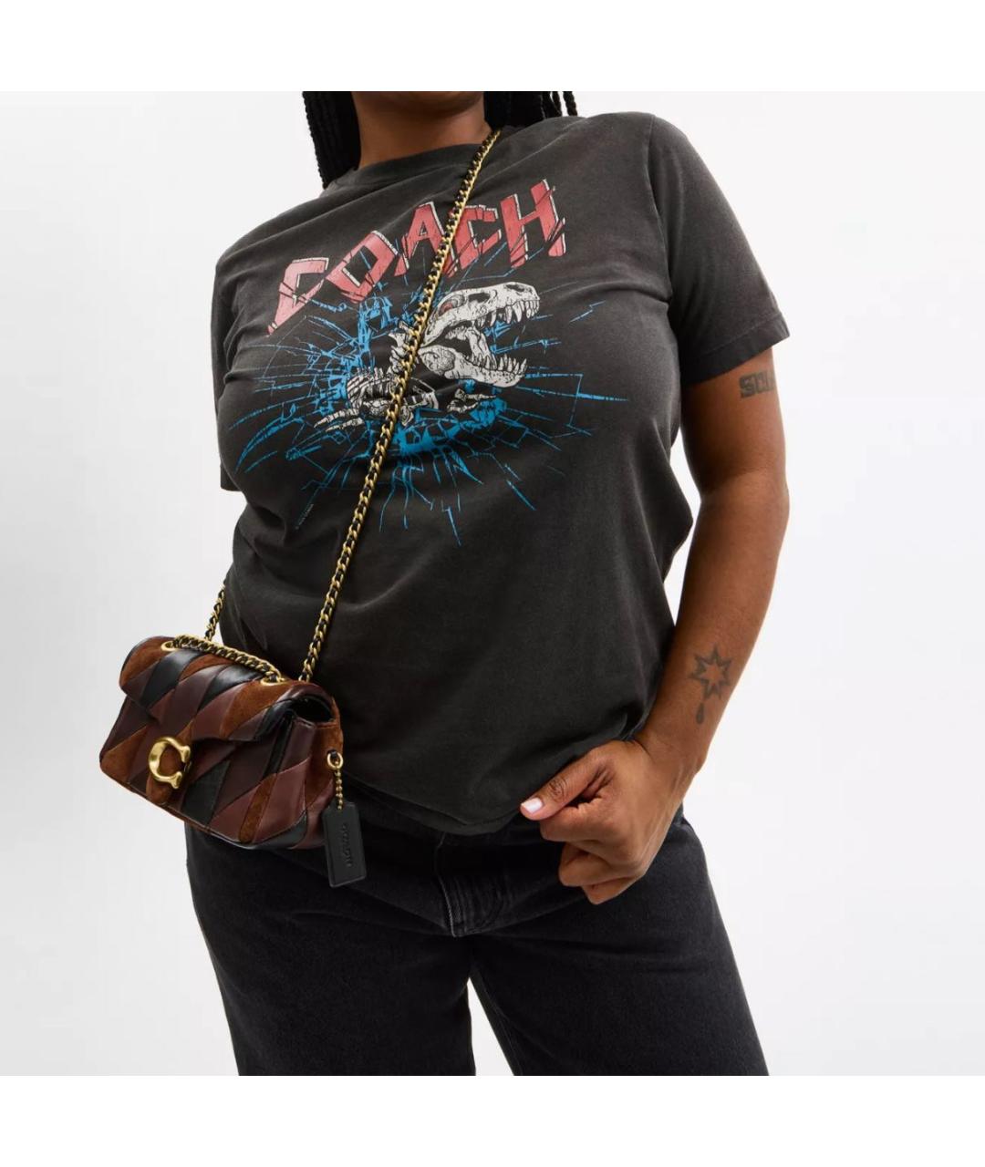 COACH Коричневая кожаная сумка через плечо, фото 5