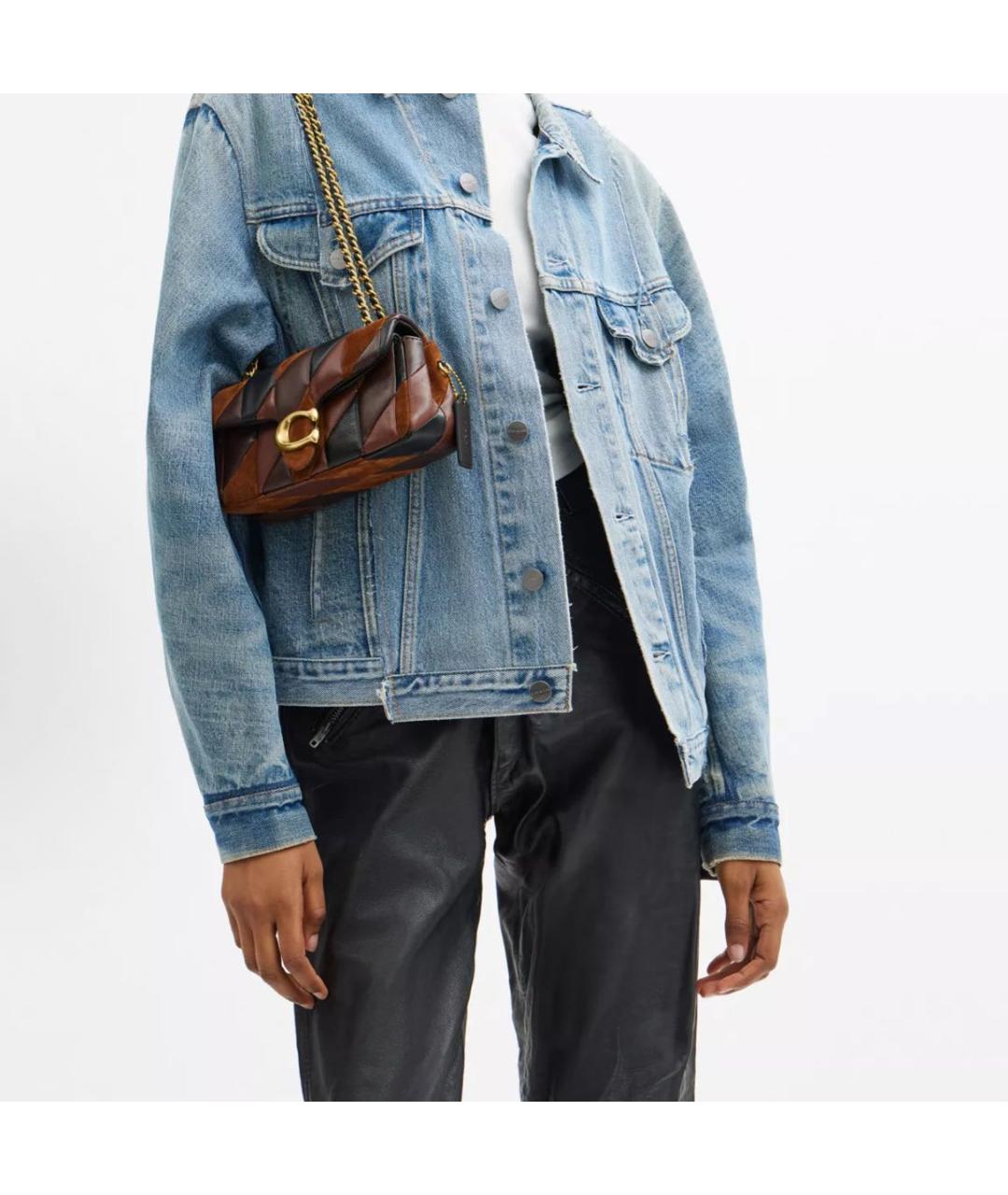 COACH Коричневая кожаная сумка через плечо, фото 4