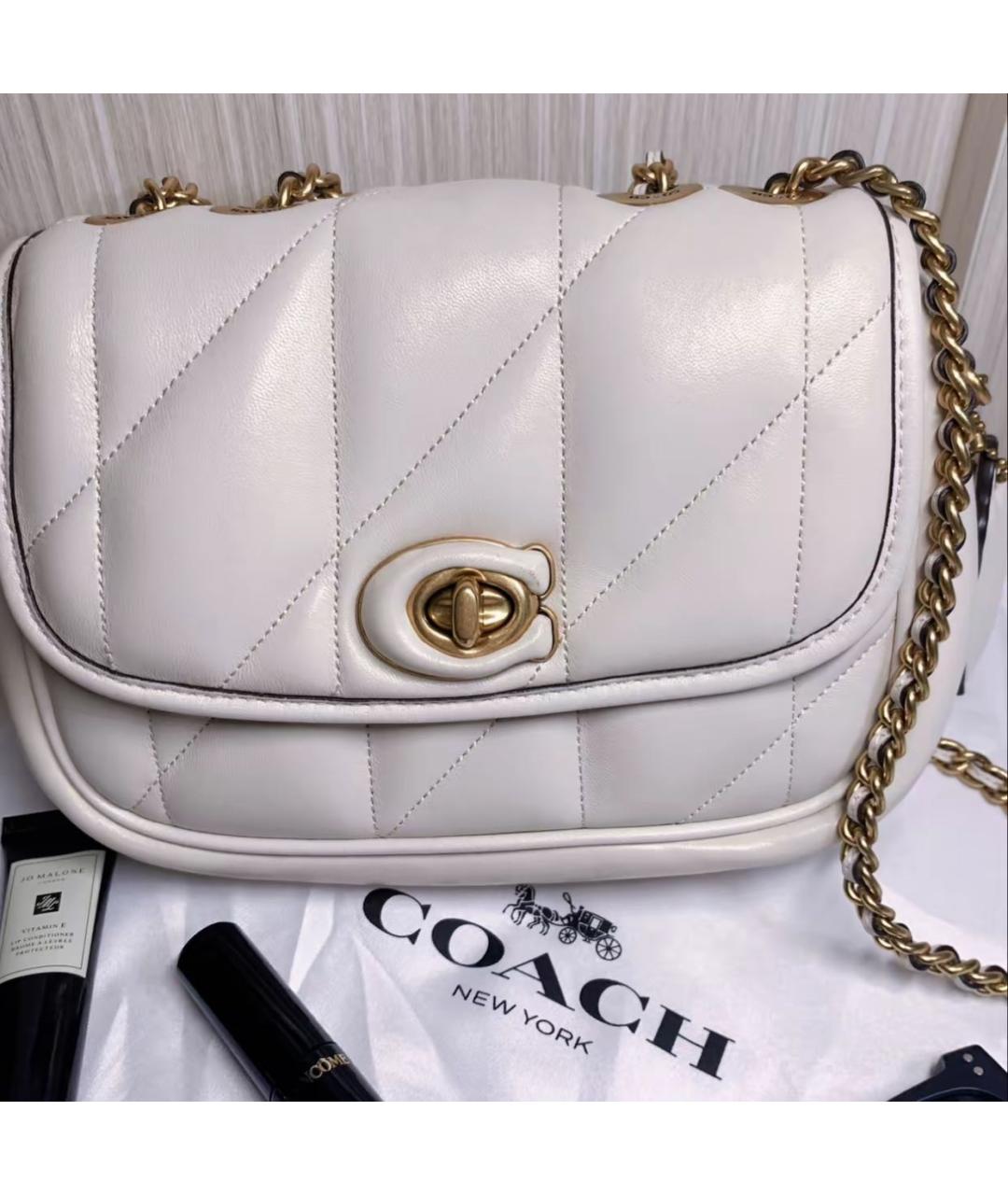 COACH Белая кожаная сумка через плечо, фото 6
