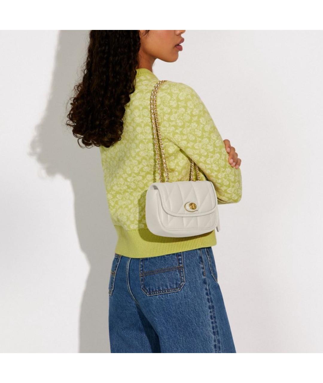 COACH Белая кожаная сумка через плечо, фото 4