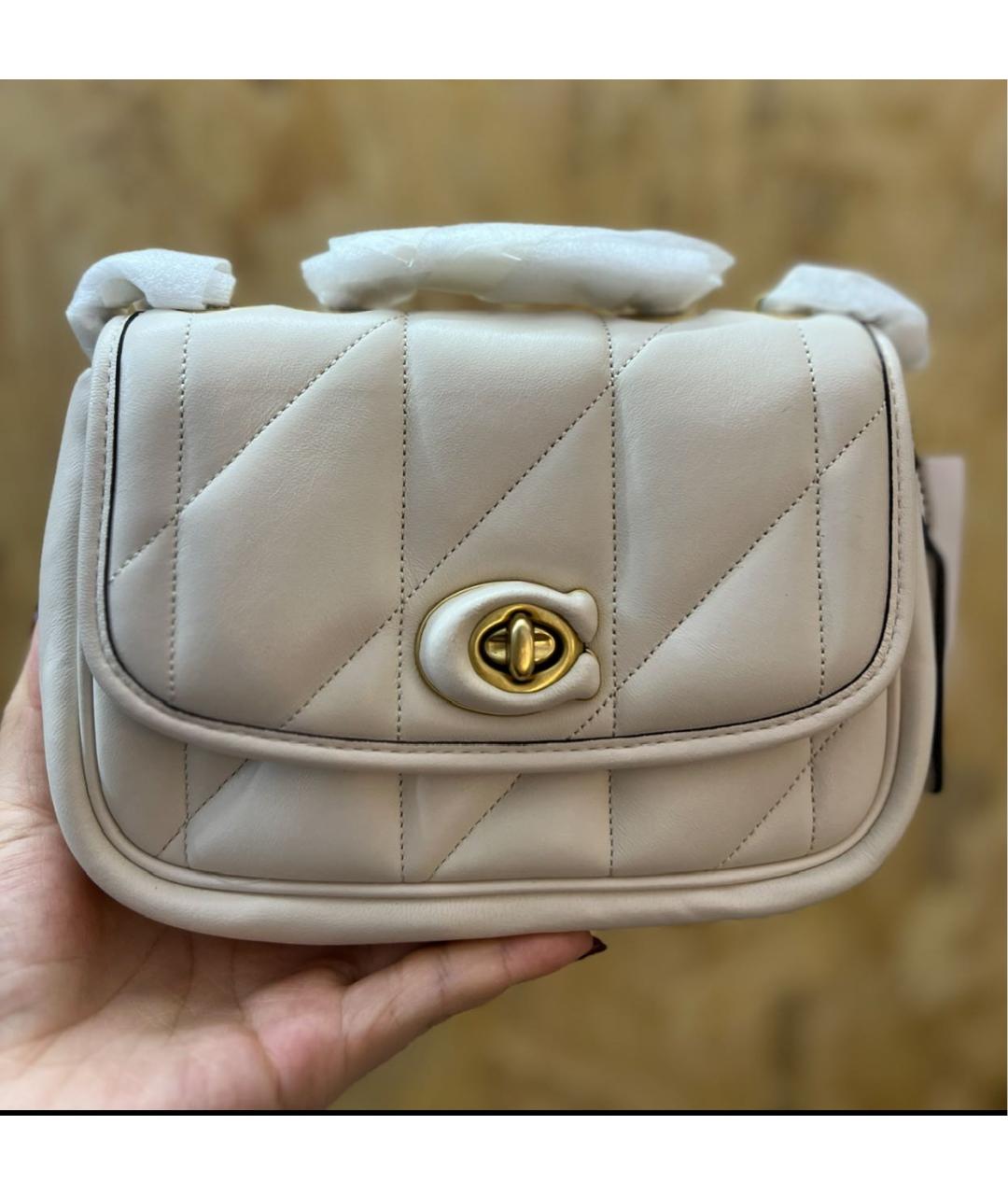 COACH Белая кожаная сумка через плечо, фото 5