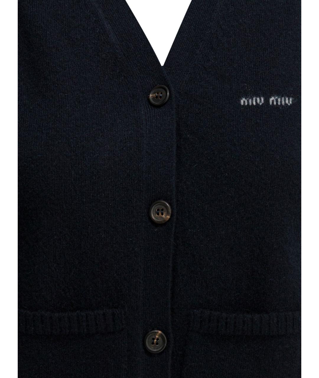 MIU MIU Темно-синяя кашемировая жилетка, фото 3