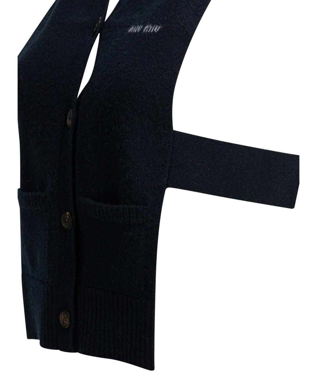 MIU MIU Темно-синяя кашемировая жилетка, фото 4