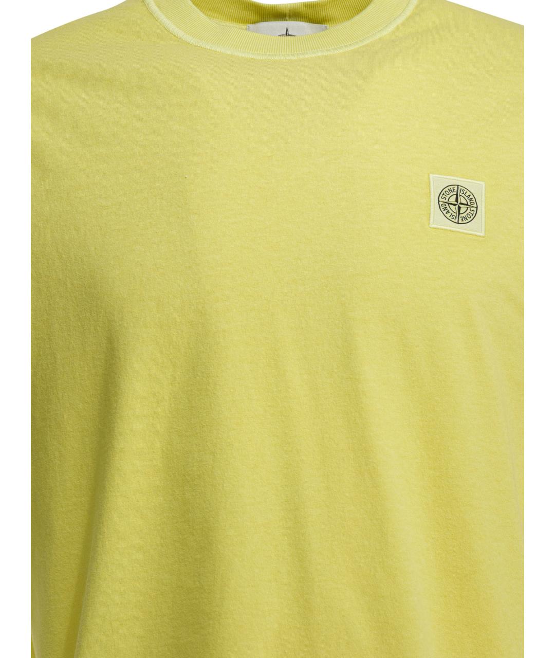 STONE ISLAND Желтая хлопковая футболка, фото 3