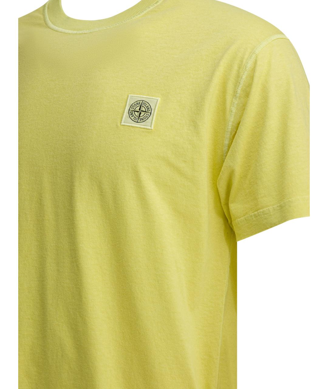 STONE ISLAND Желтая хлопковая футболка, фото 4