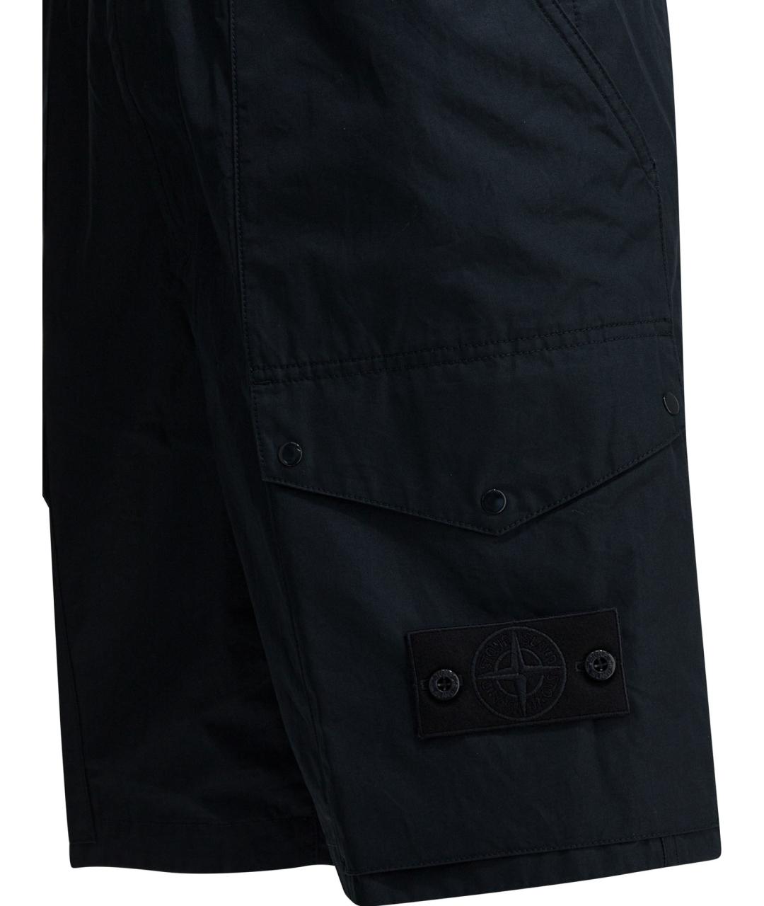 STONE ISLAND Темно-синие хлопковые шорты, фото 4