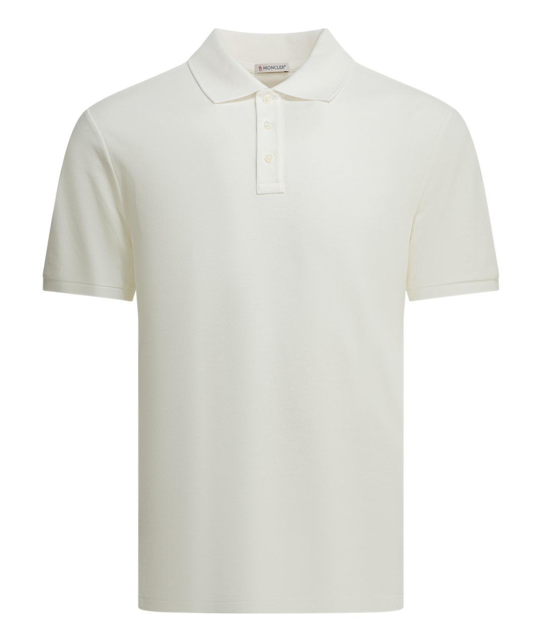 MONCLER Белое хлопковое поло с коротким рукавом, фото 1