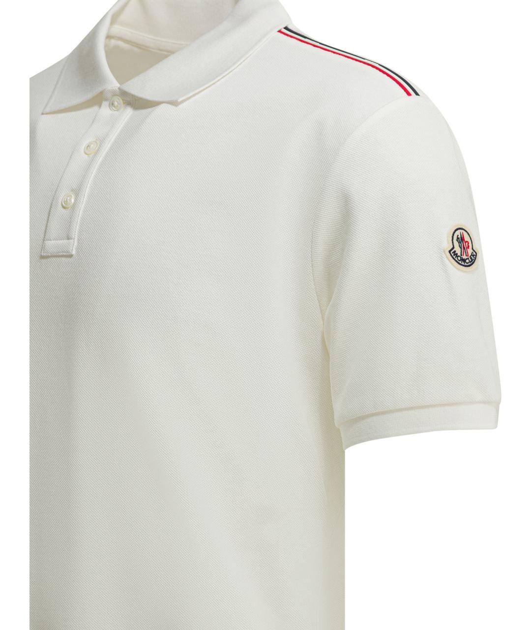 MONCLER Белое хлопковое поло с коротким рукавом, фото 4