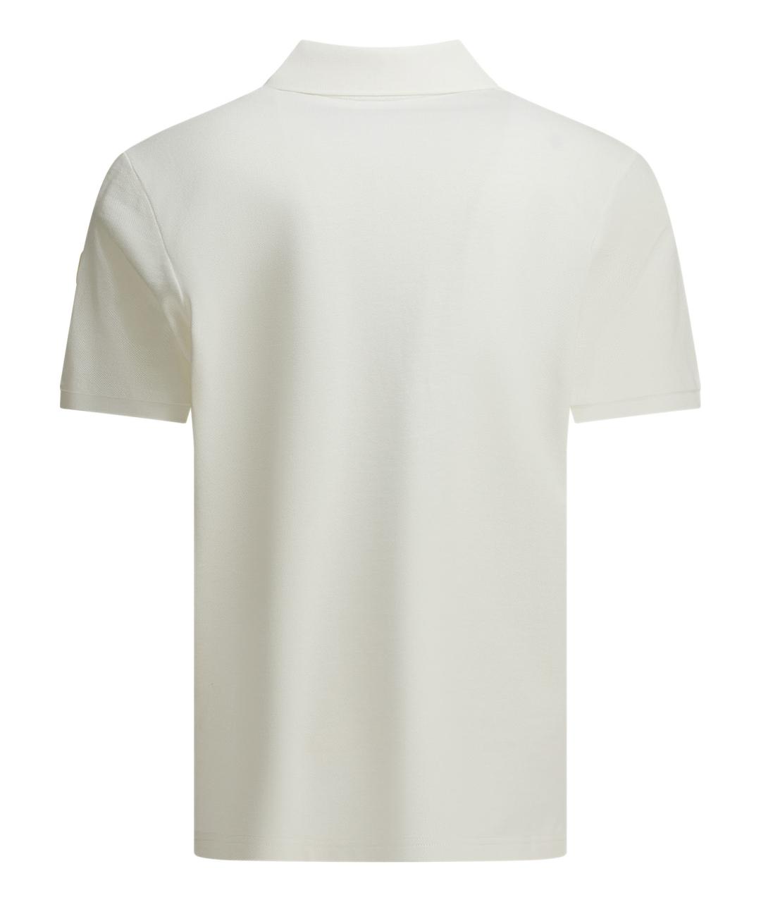 MONCLER Белое хлопковое поло с коротким рукавом, фото 2