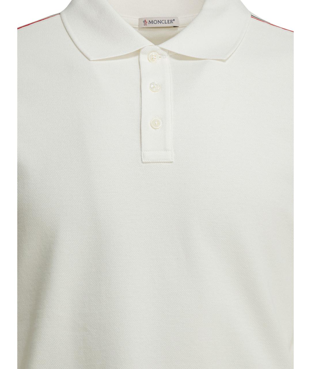 MONCLER Белое хлопковое поло с коротким рукавом, фото 3
