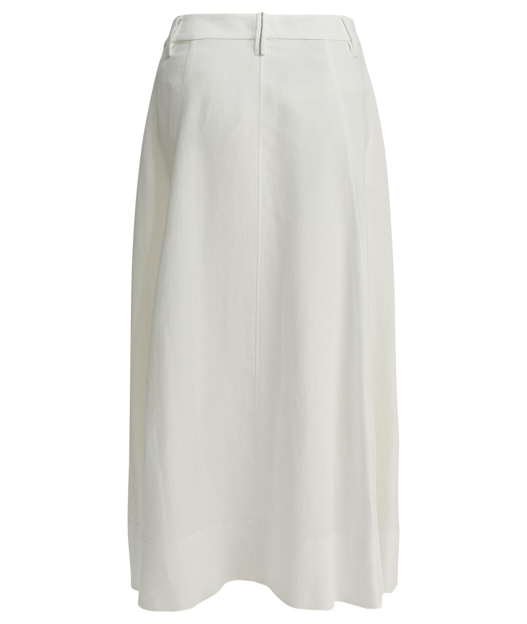 BRUNELLO CUCINELLI Белая вискозная юбка миди, фото 2