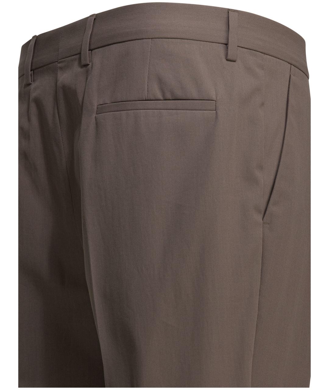 BRUNELLO CUCINELLI Коричневые хлопковые повседневные брюки, фото 4