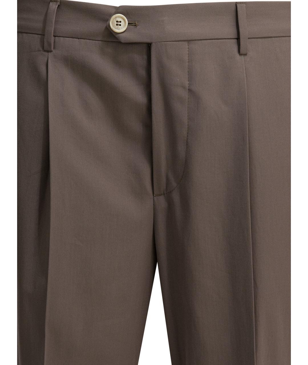 BRUNELLO CUCINELLI Коричневые хлопковые повседневные брюки, фото 3
