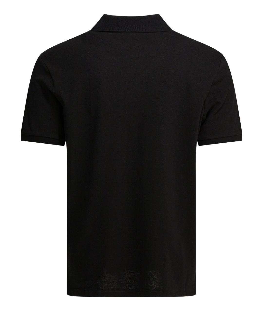 MONCLER Черное хлопковое поло с коротким рукавом, фото 2