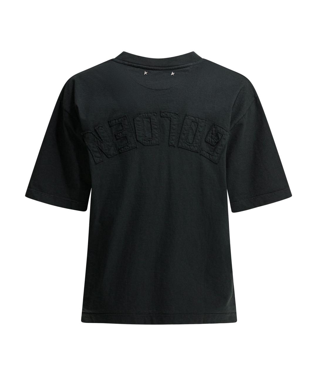 GOLDEN GOOSE DELUXE BRAND Черная хлопковая футболка, фото 2