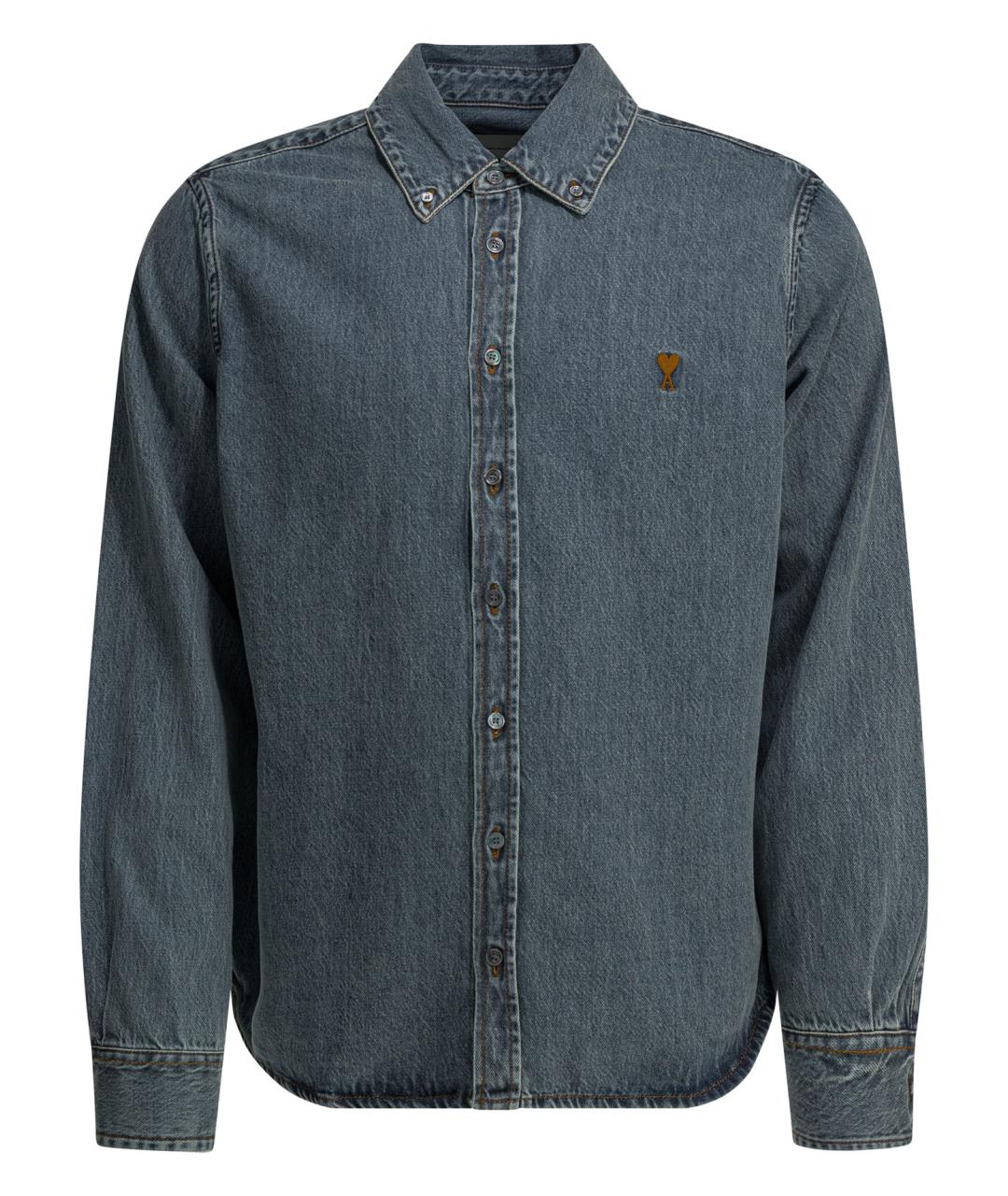 Ami Paris Синяя хлопковая кэжуал рубашка, фото 1