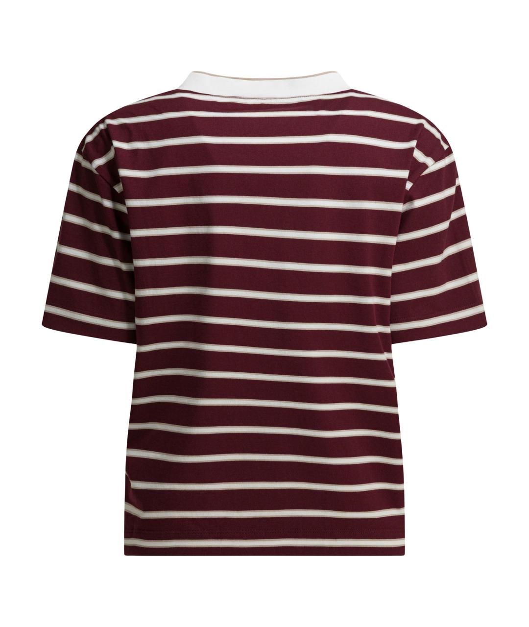 BRUNELLO CUCINELLI Бордовая хлопковая футболка, фото 2