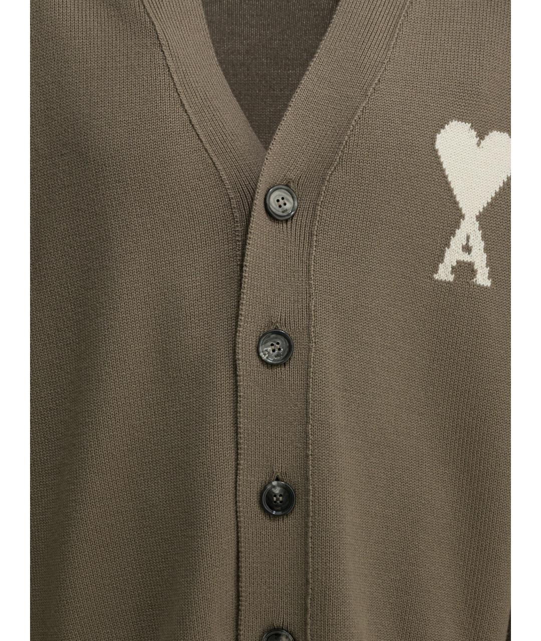 Ami Paris Коричневый шерстяной кардиган, фото 3