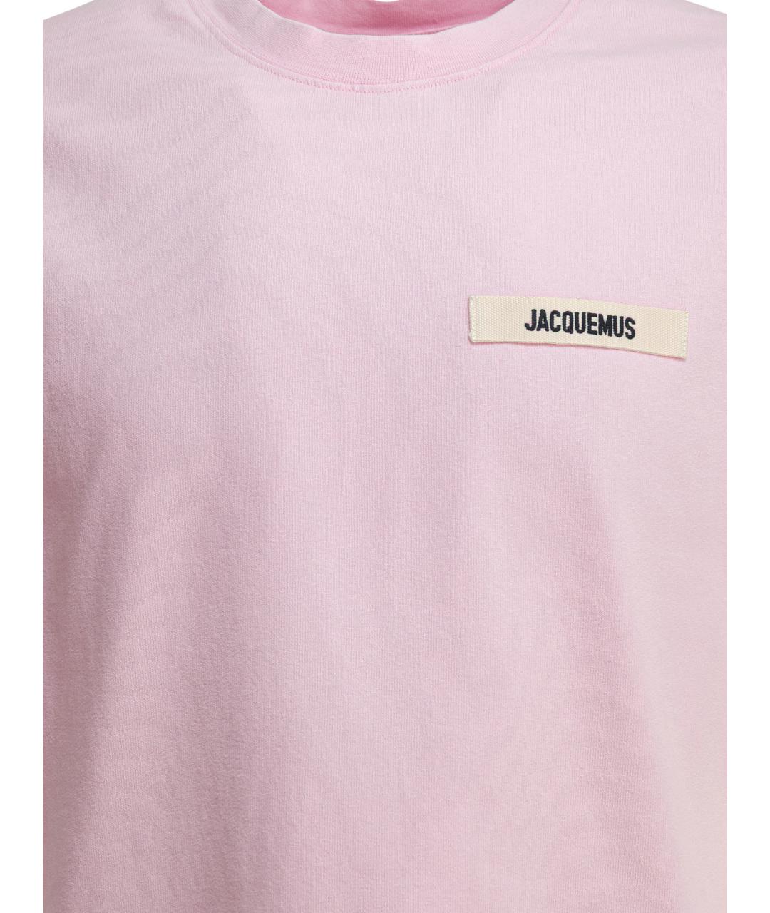 JACQUEMUS Розовая хлопковая футболка, фото 3