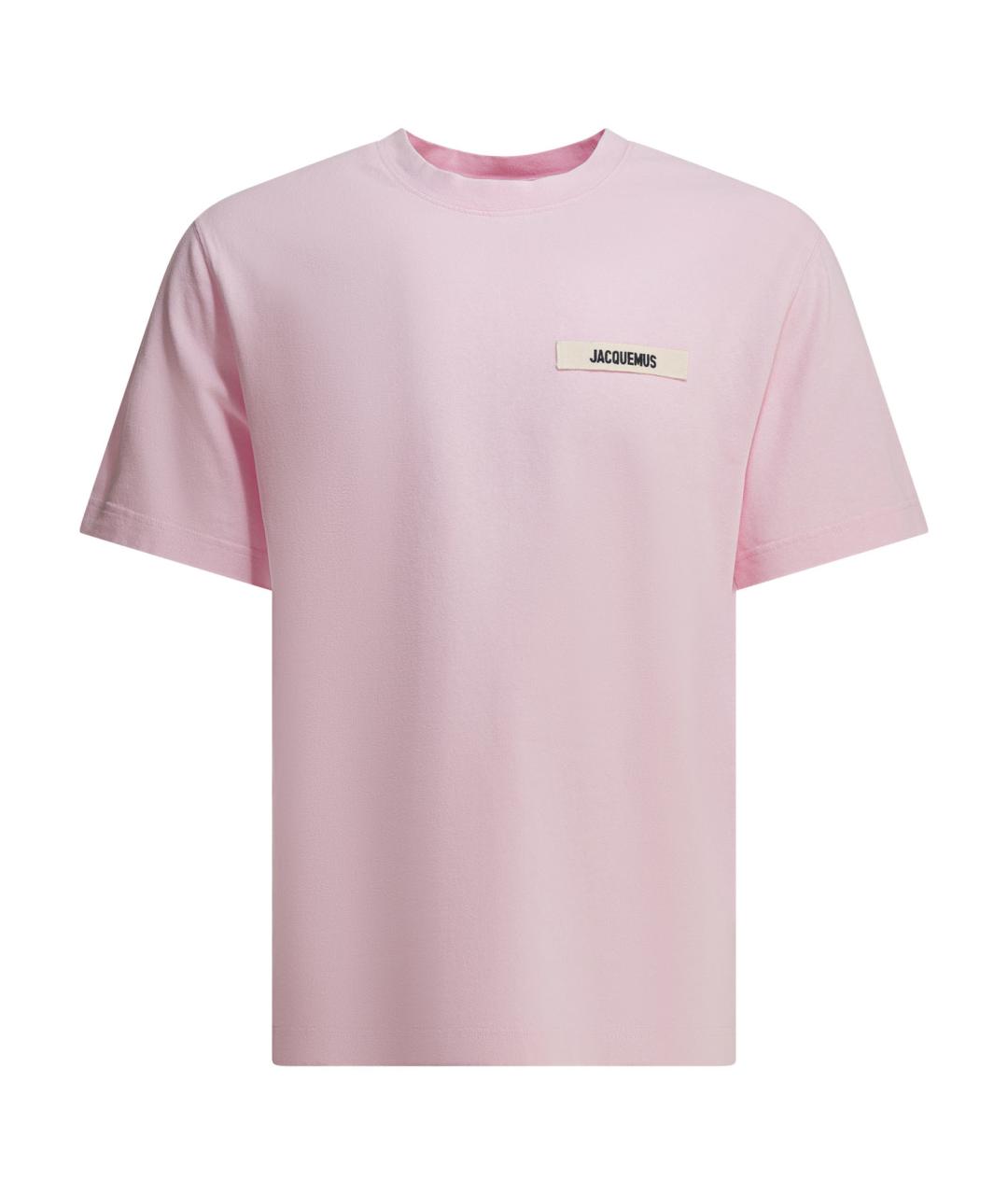 JACQUEMUS Розовая хлопковая футболка, фото 1