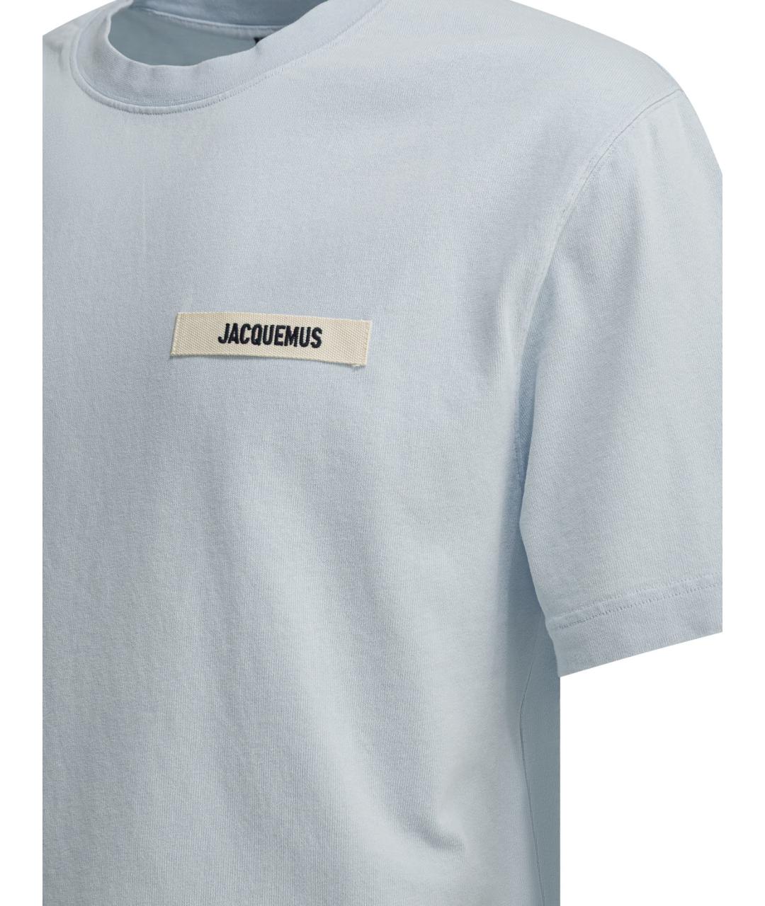 JACQUEMUS Голубая хлопковая футболка, фото 4