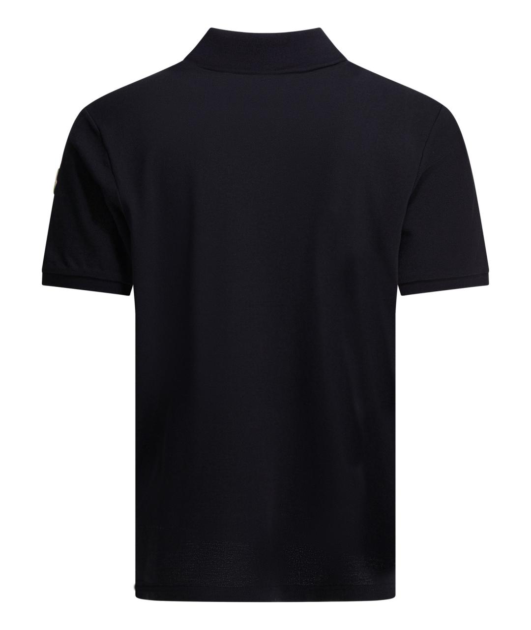 MONCLER Темно-синее хлопковое поло с коротким рукавом, фото 2