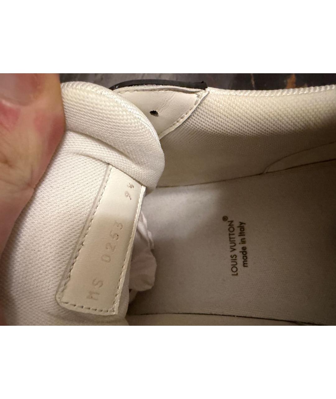 LOUIS VUITTON Белые кожаные низкие кроссовки / кеды, фото 6